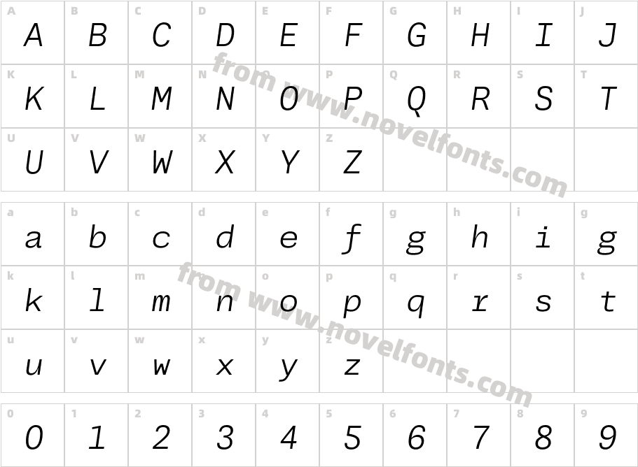 Jornada Mono Light ObliqueCharacter Map