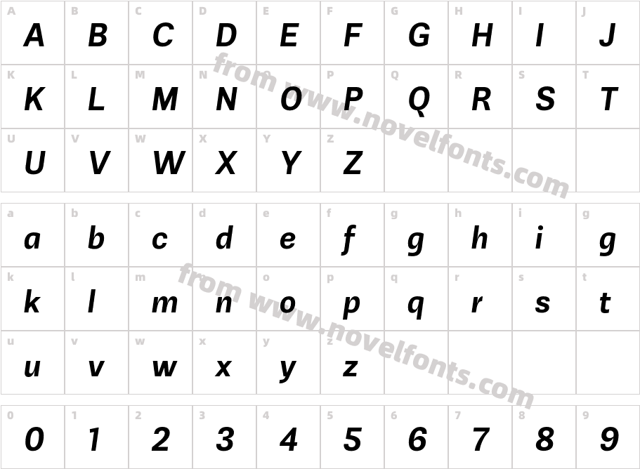 Jornada Sans Bold ItalicCharacter Map