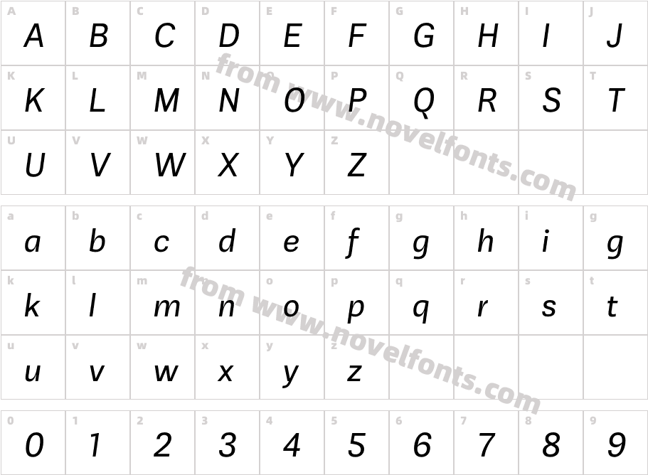 Jornada Sans Book ItalicCharacter Map