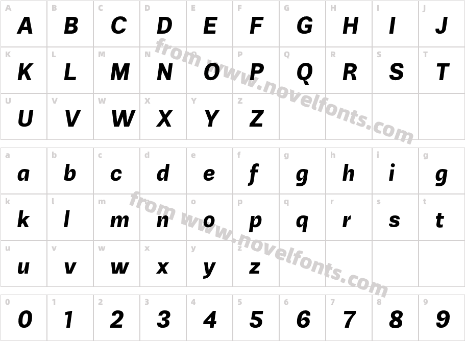 Jornada Sans Heavy ItalicCharacter Map
