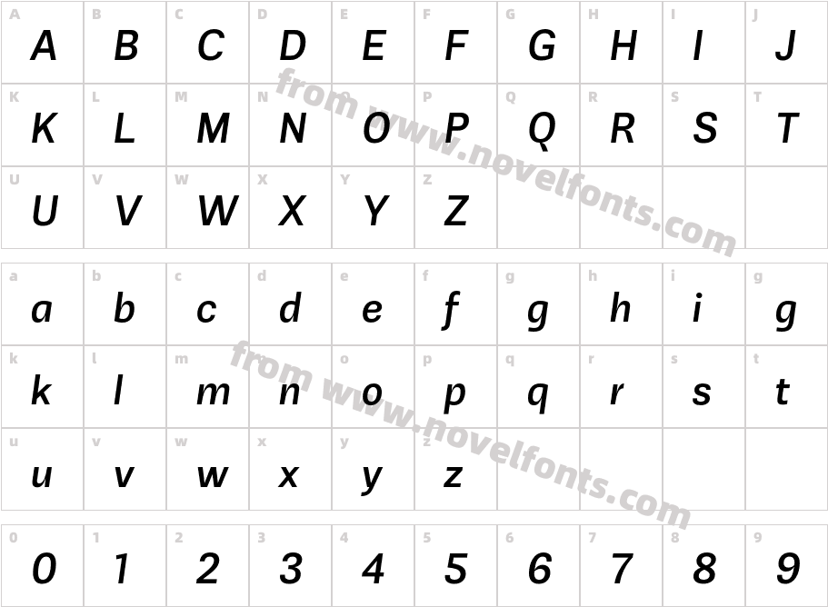 Jornada Sans Medium ItalicCharacter Map