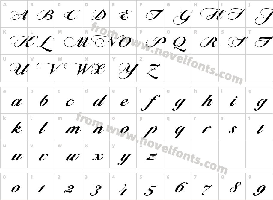 Jornada Script BoldCharacter Map