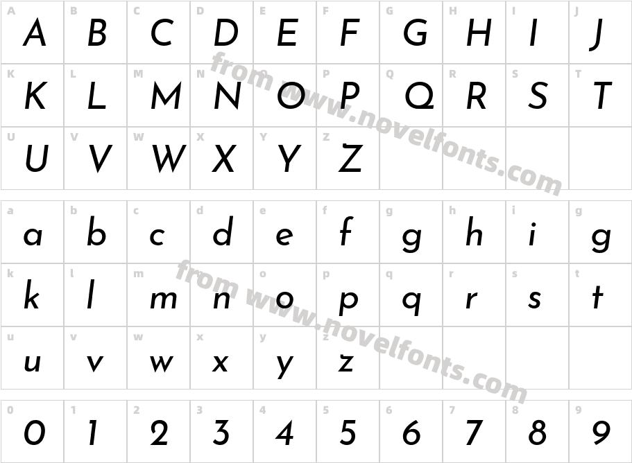 Josefin Sans ItalicCharacter Map