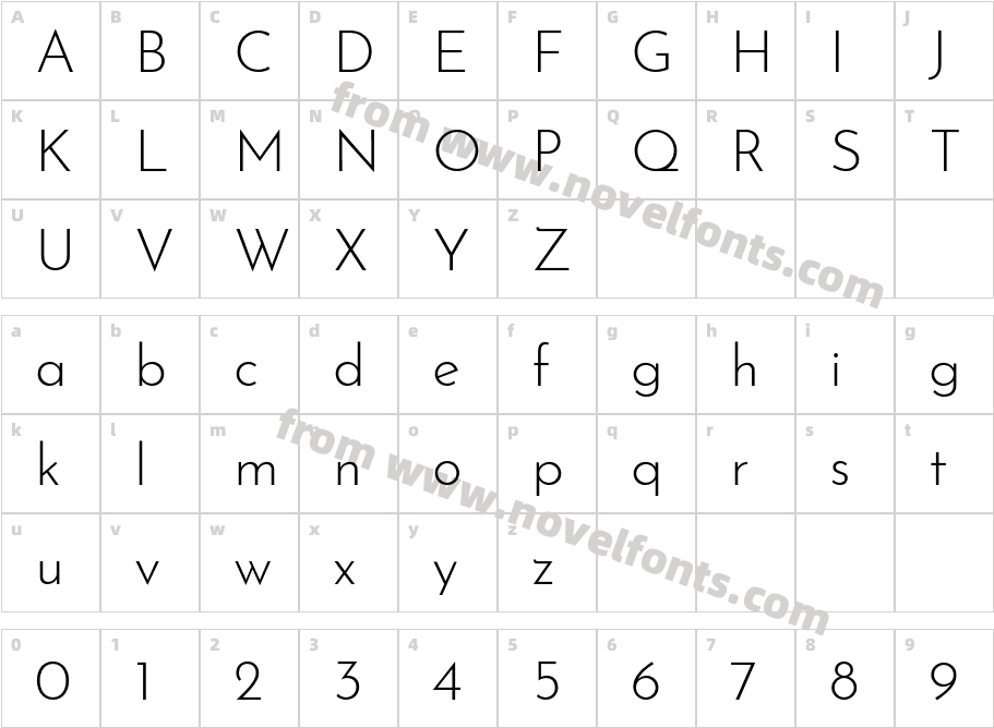 Josefin Sans LightCharacter Map