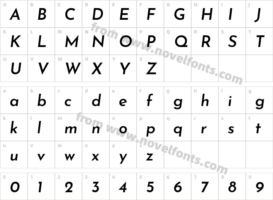 Josefin Sans Semibold ItalicCharacter Map