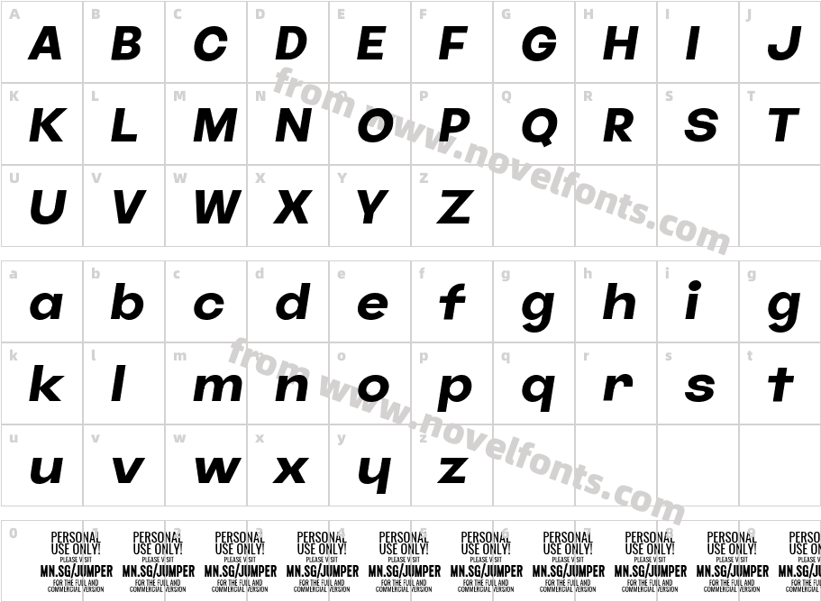 Jumper PERSONAL USE ONLY Bold ItalicCharacter Map