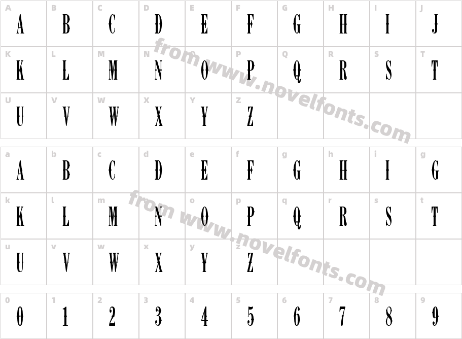 K22 Ambelyn CondensedCharacter Map