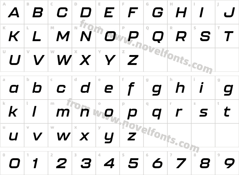 Kallisto Bold ItalicCharacter Map