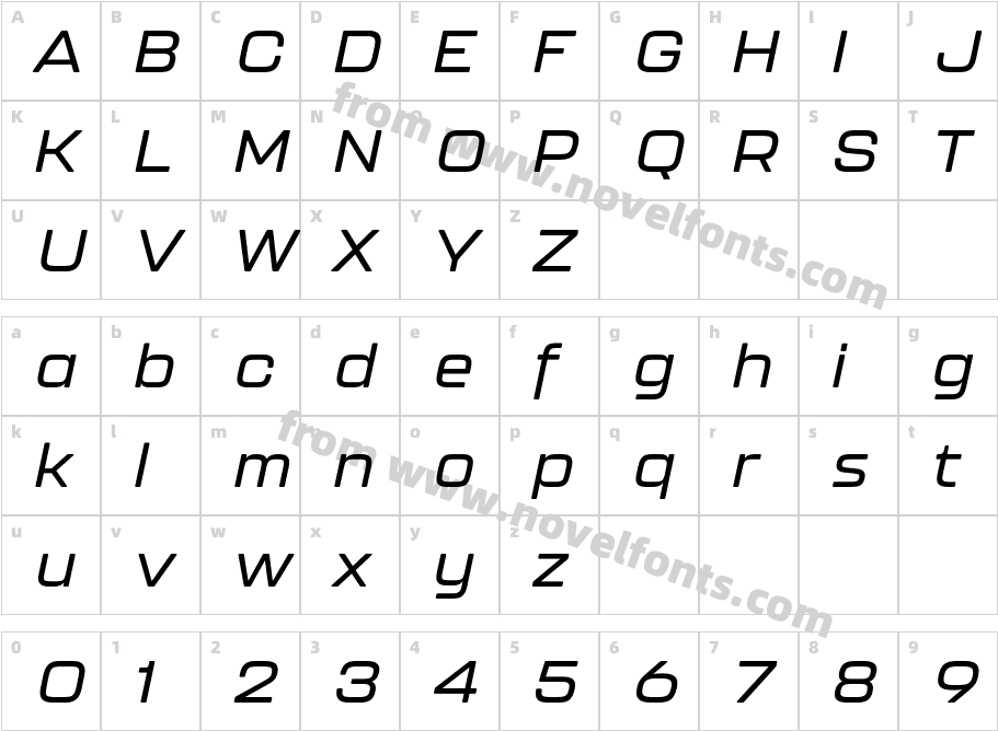 Kallisto Medium ItalicCharacter Map