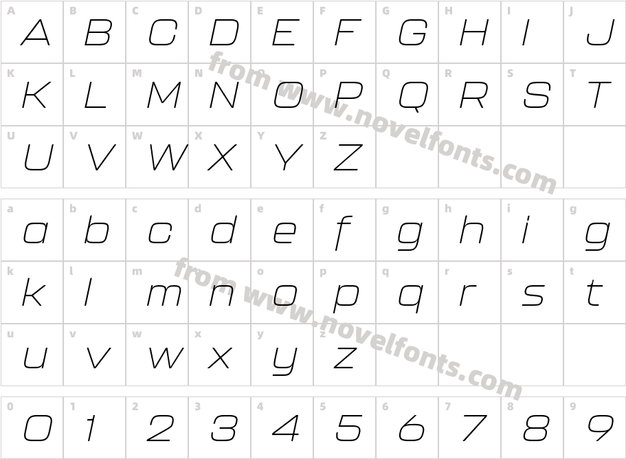 Kallisto Thin ItalicCharacter Map