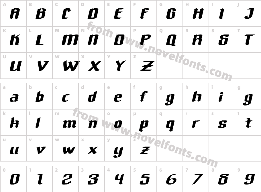 Kalufa Bold ItalicCharacter Map