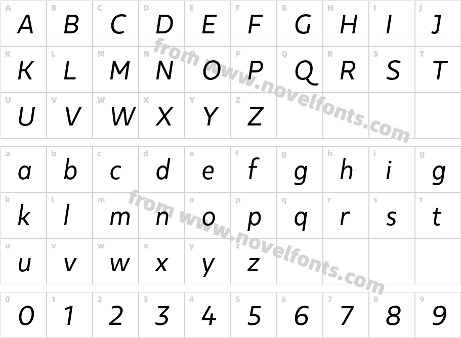 Kappa Display Regular ItalicCharacter Map