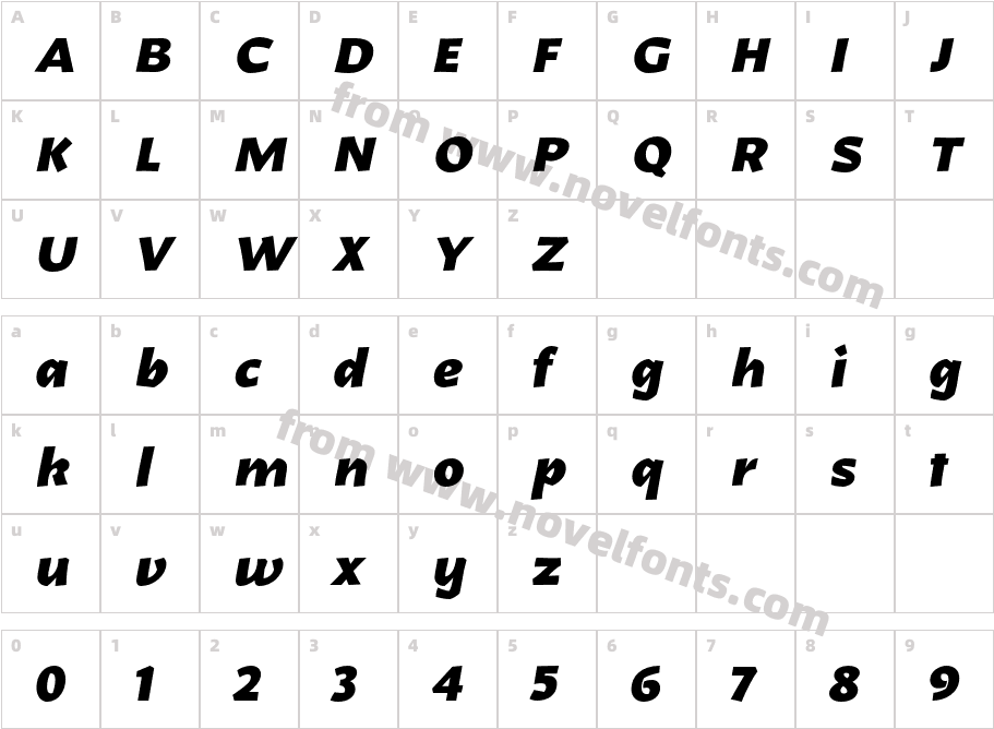 Karol Sans Black ItalicCharacter Map