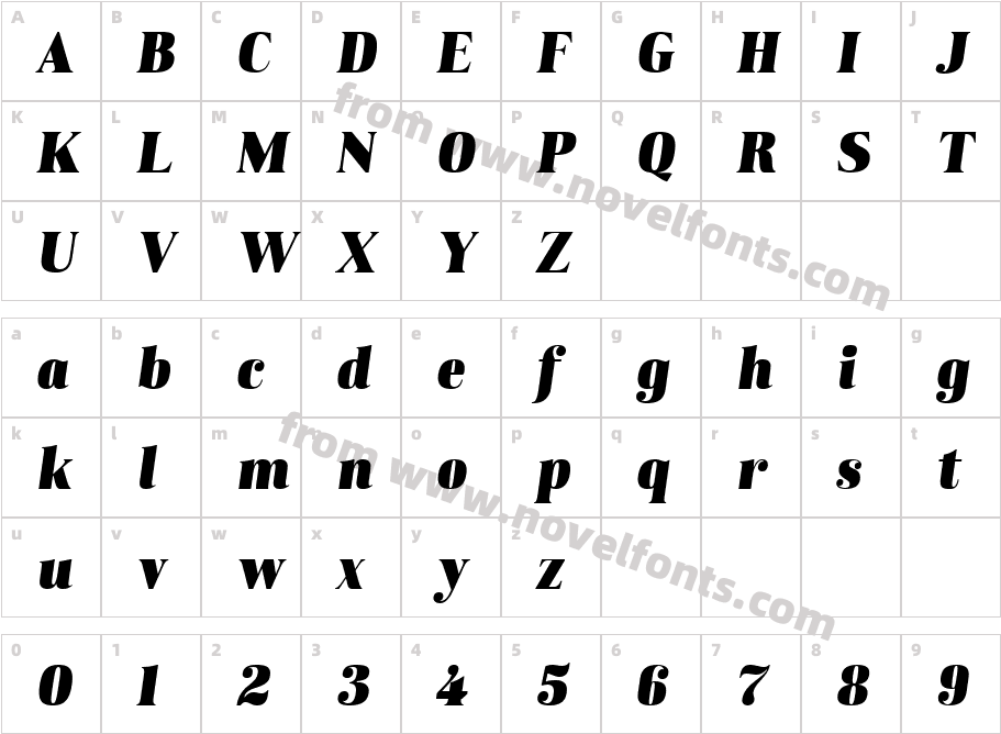 Karsten Black ItalicCharacter Map