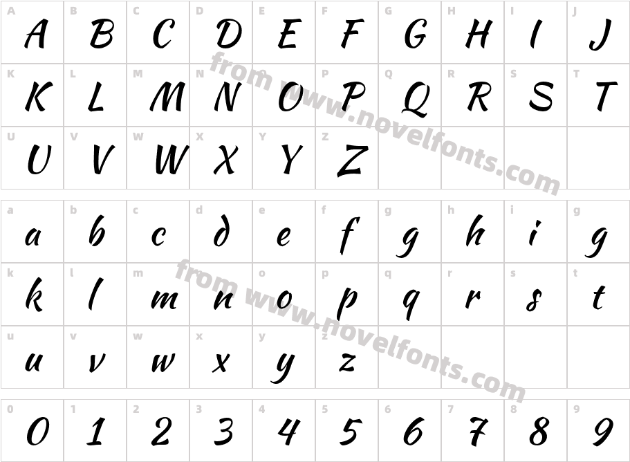 Kaushan Script RegularCharacter Map