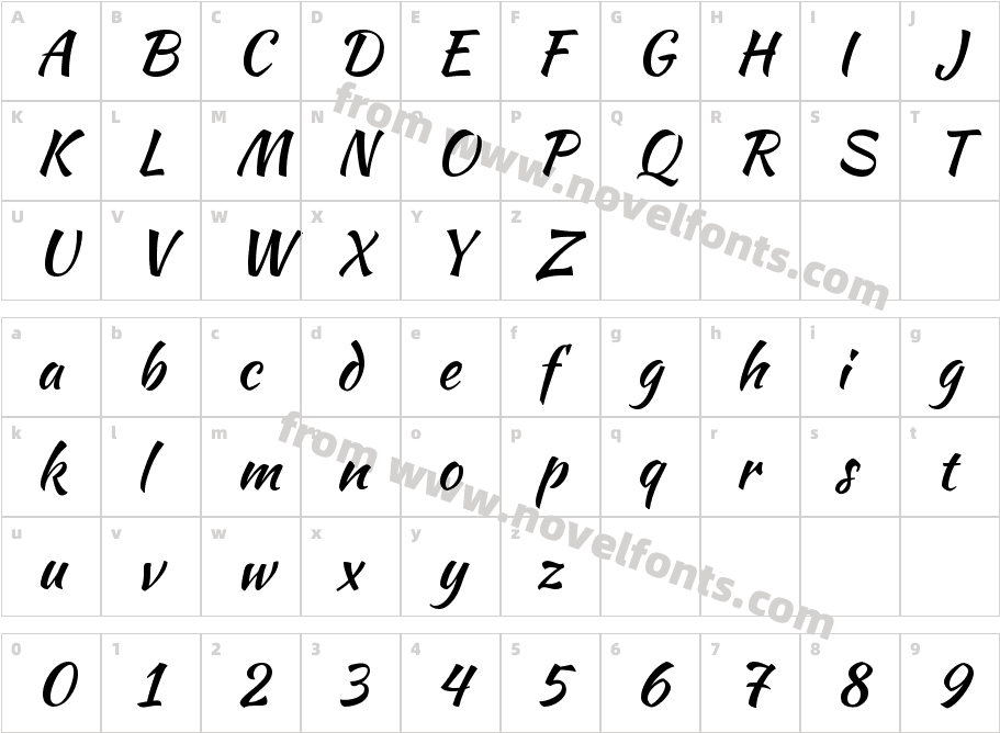 Kaushan Script RegularCharacter Map