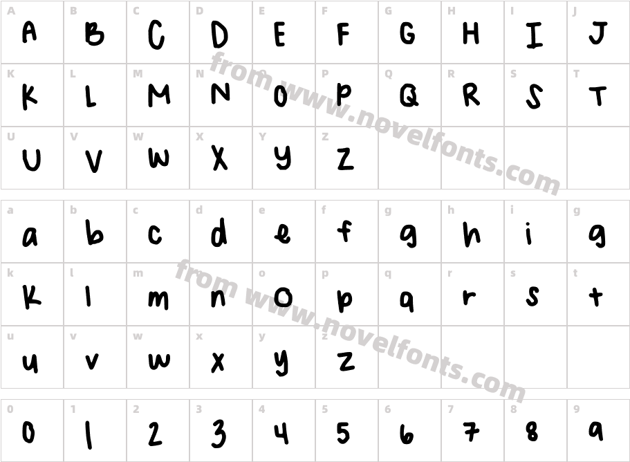 AngelinaHandwritingCharacter Map