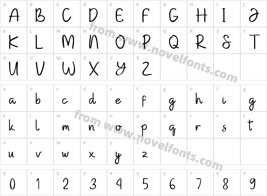 Kempton HandwrittingCharacter Map