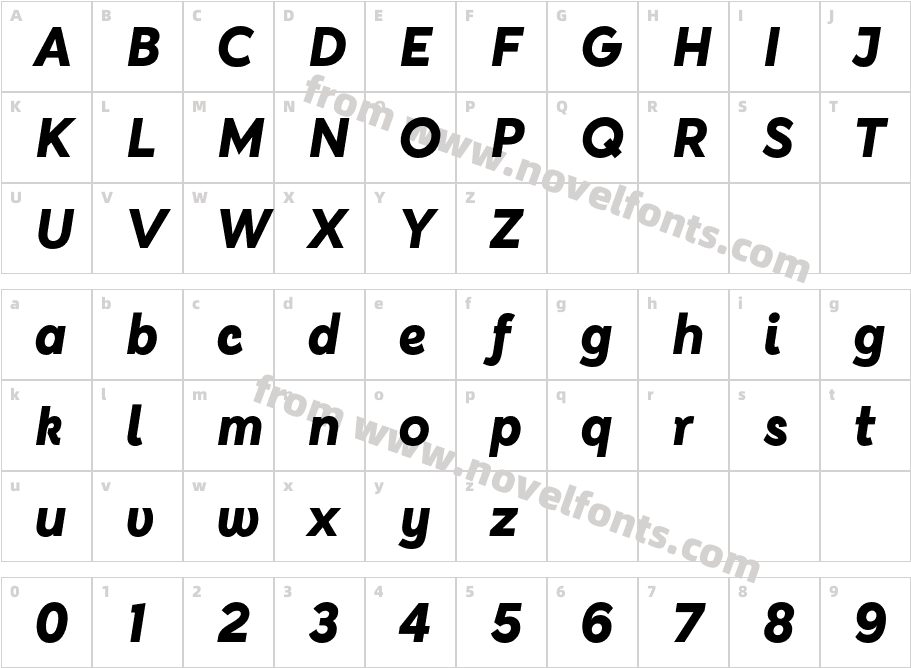 Kentledge Black ItalicCharacter Map