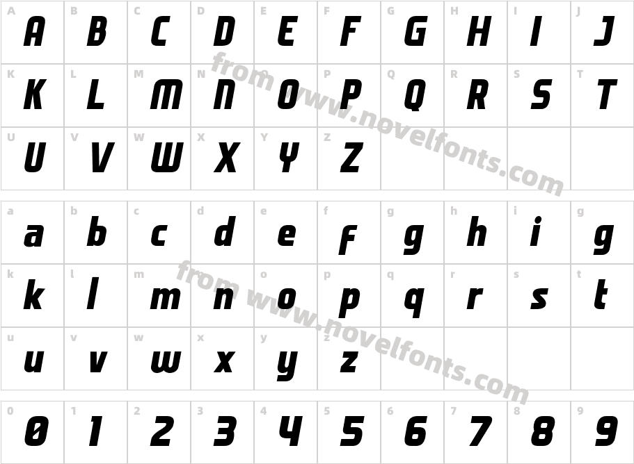 Kewi Heavy ItalicCharacter Map