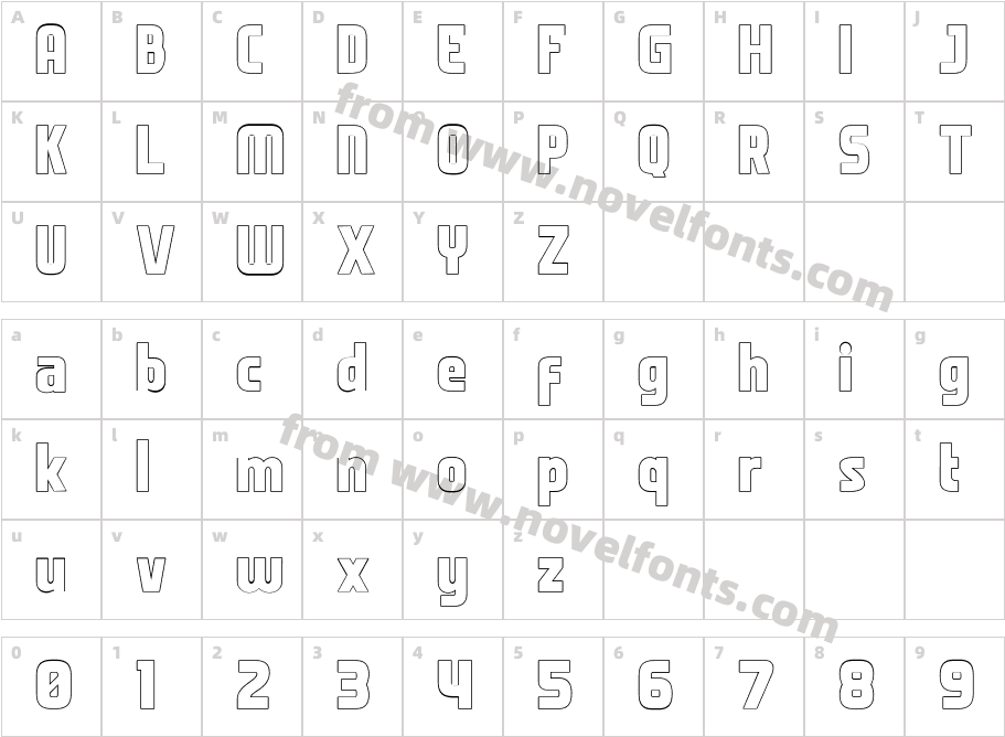 Kewi Heavy OutlineCharacter Map