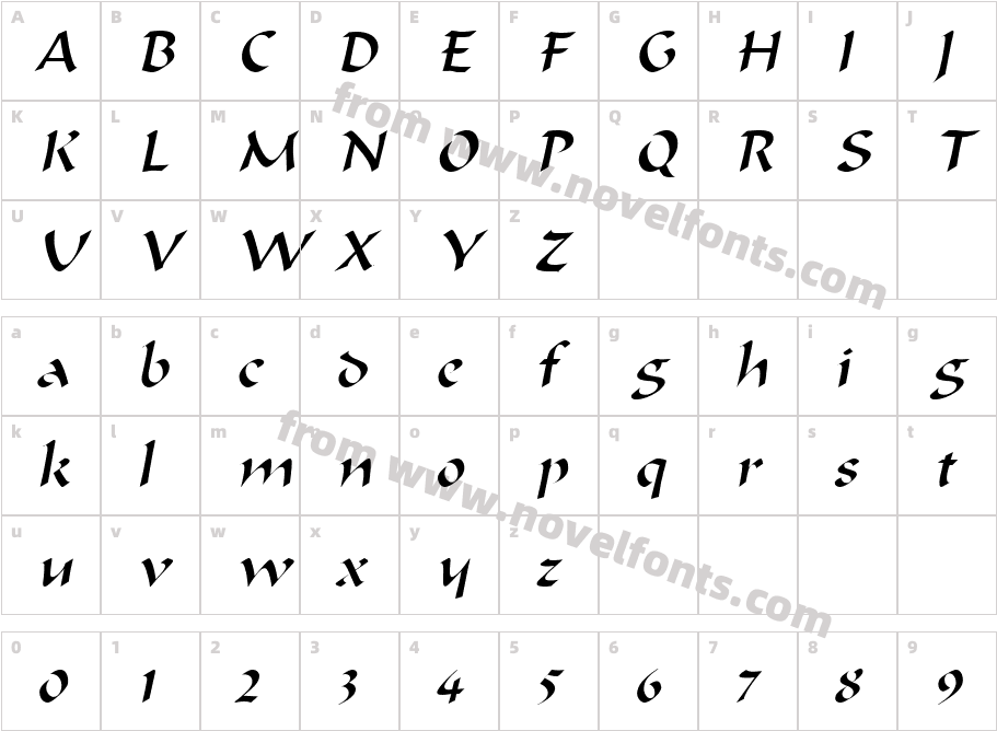 Marlin Thin ItalicCharacter Map