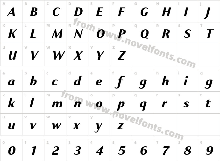 Kigelia Adlam Extrabold ItalicCharacter Map