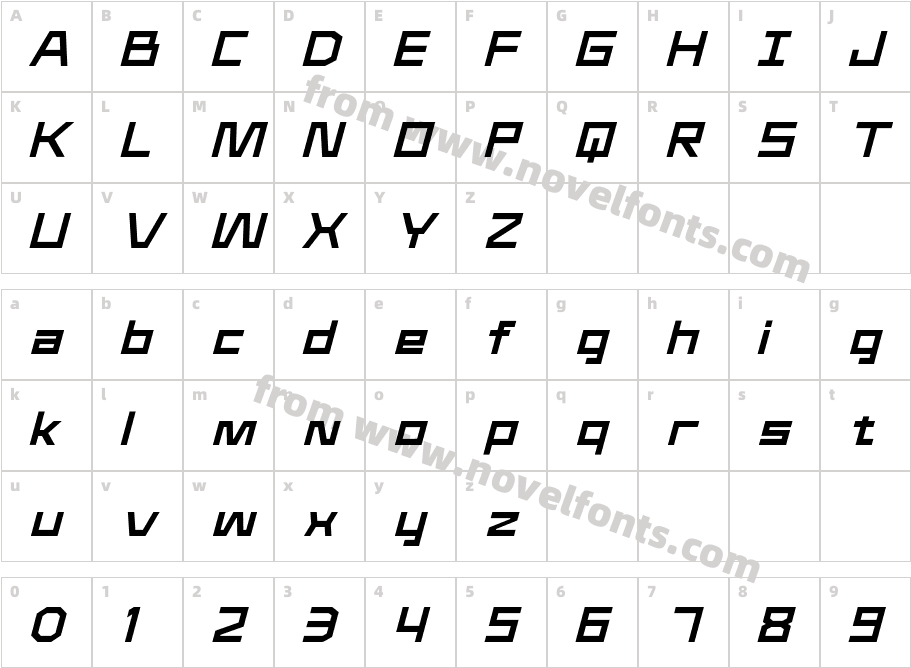 Kilomole Extra Bold ItalicCharacter Map