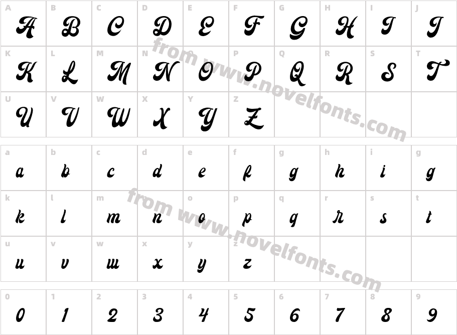 King Kong Script RegularCharacter Map
