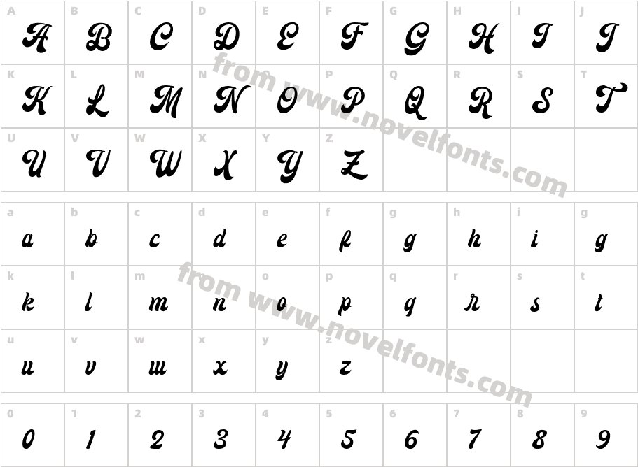 King Kong Script RegularCharacter Map