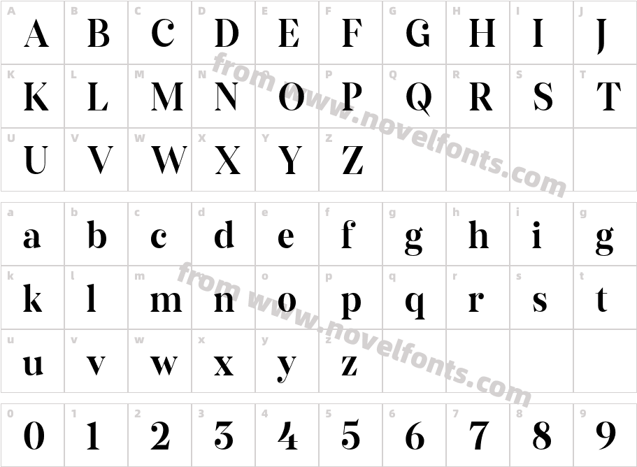 Kisba Nova Headline W05 MediumCharacter Map