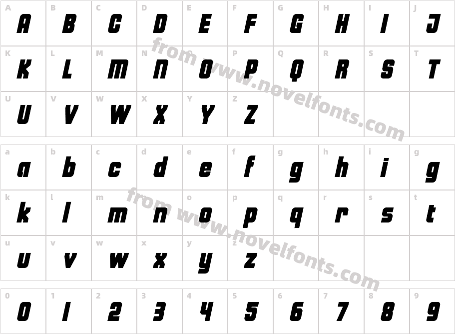 Kisix ItalicCharacter Map