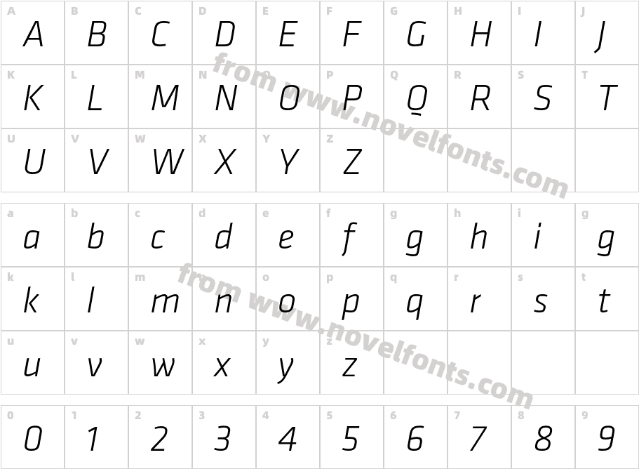 Klavika Light ItalicCharacter Map