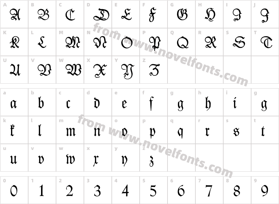 Kleist Fraktur ZierbuchstabenCharacter Map