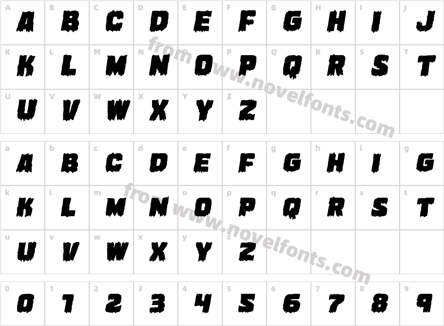 Marsh Thing Expanded ItalicCharacter Map