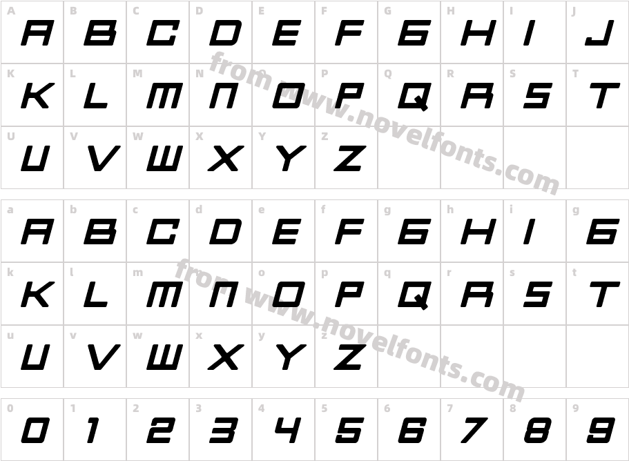 Knoxx ItalicCharacter Map