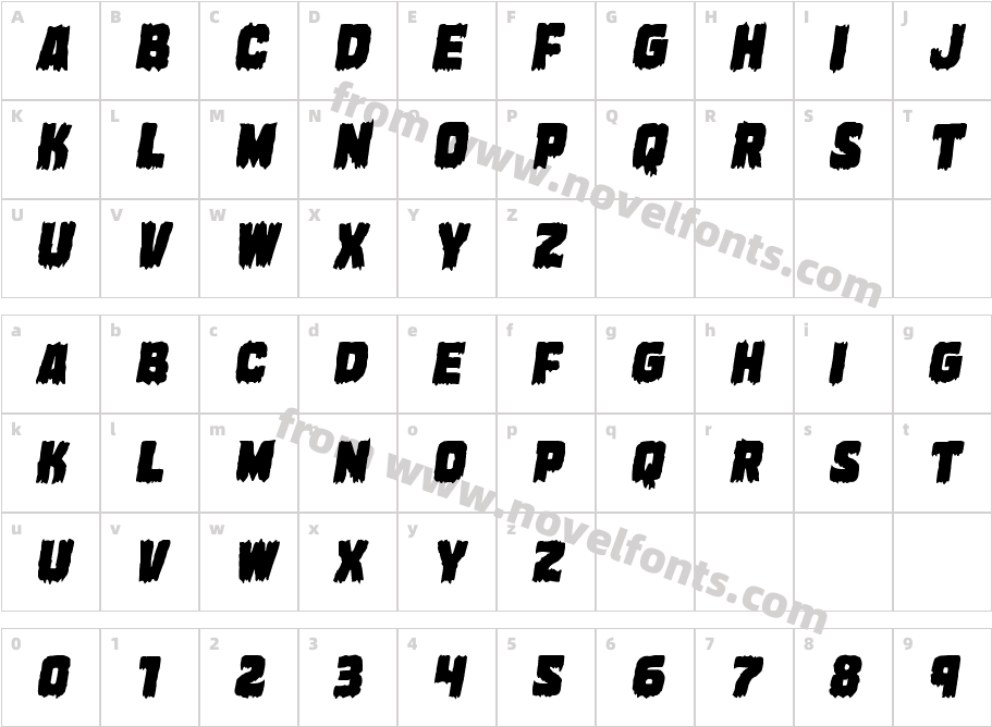 Marsh Thing ItalicCharacter Map