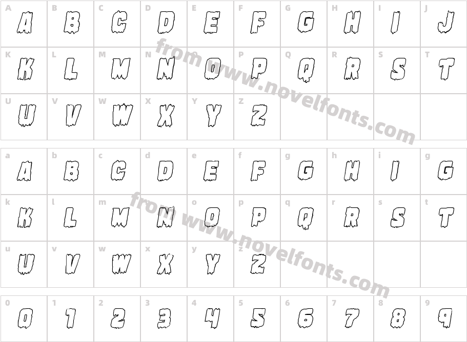 Marsh Thing Outline ItalicCharacter Map