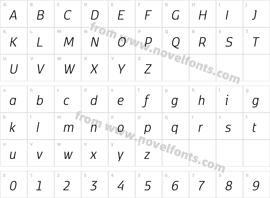 Kobenhavn CS Light ItalicCharacter Map