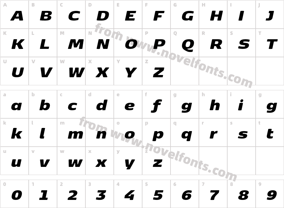 Kobenhavn Sans Extra Black ItalicCharacter Map