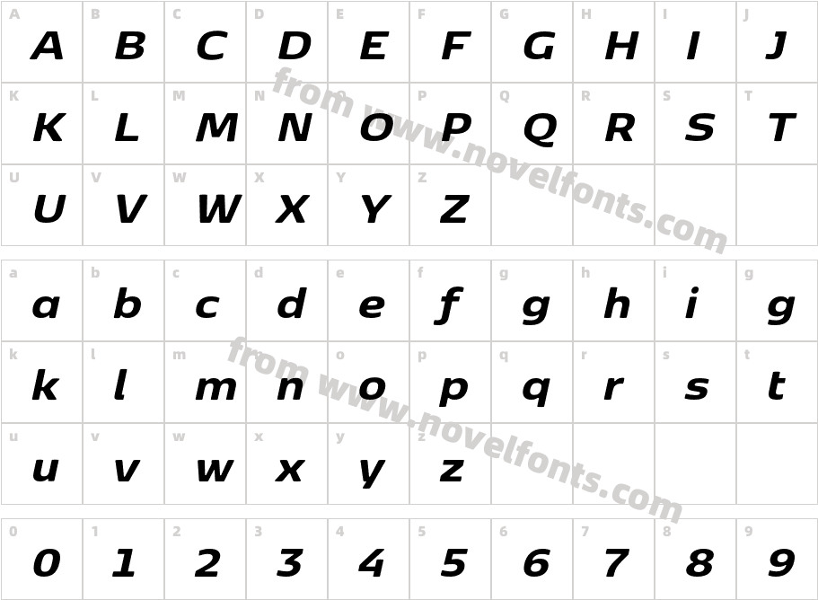 Kobenhavn Sans Extra Bold ItalicCharacter Map