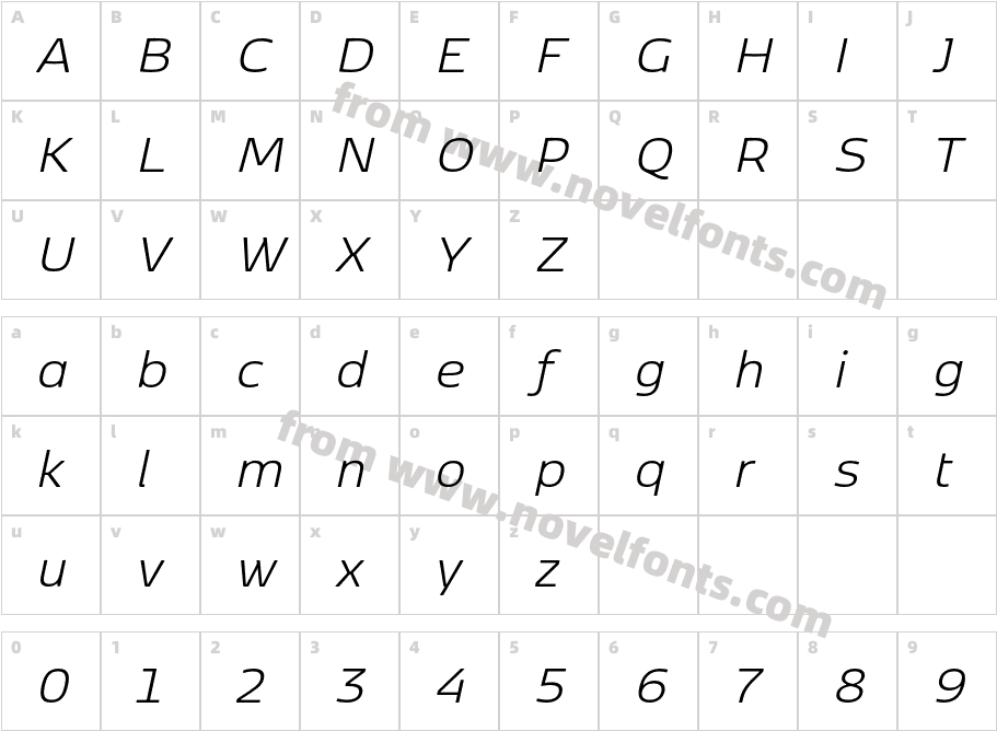 Kobenhavn Sans Light ItalicCharacter Map