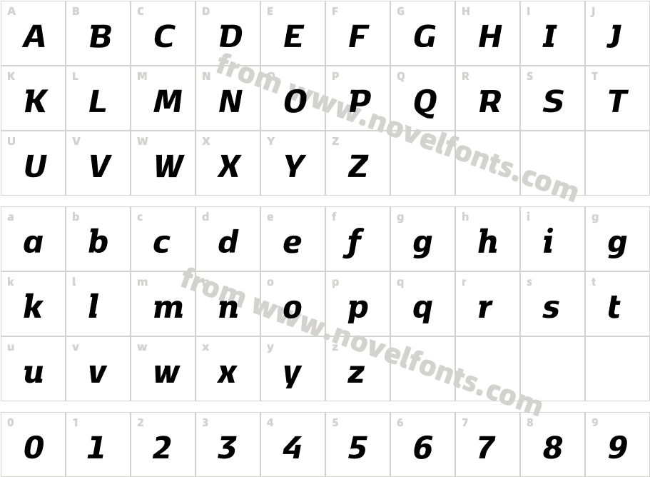 KobenhavnC Extra Bold ItalicCharacter Map