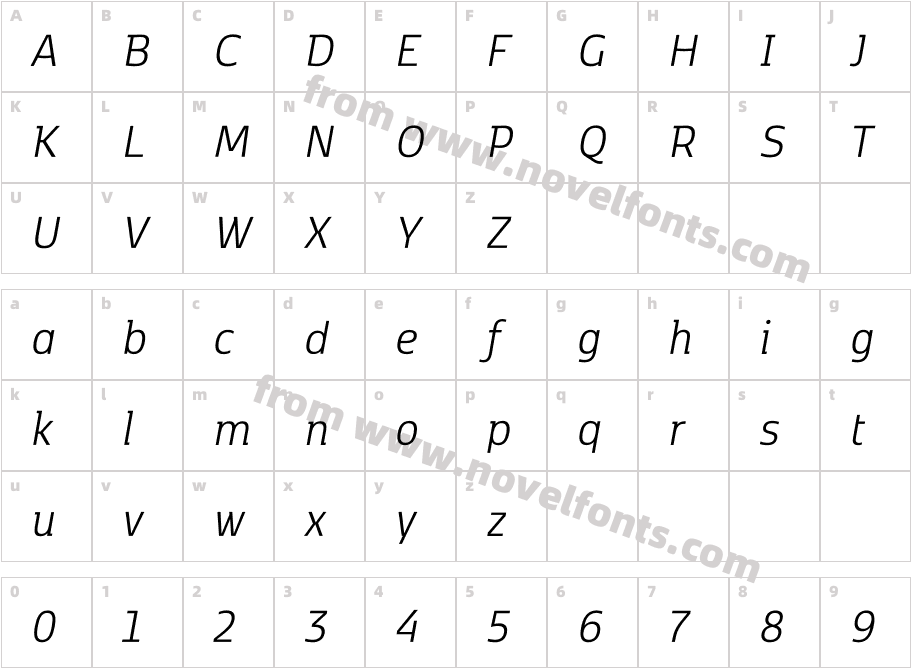 KobenhavnC Light ItalicCharacter Map