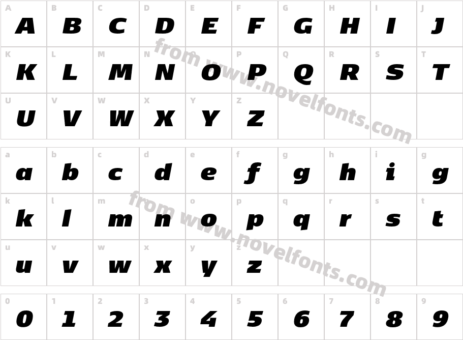 KobenhavnCS Ultra Black ItalicCharacter Map