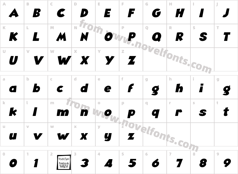 Angella ItalicCharacter Map