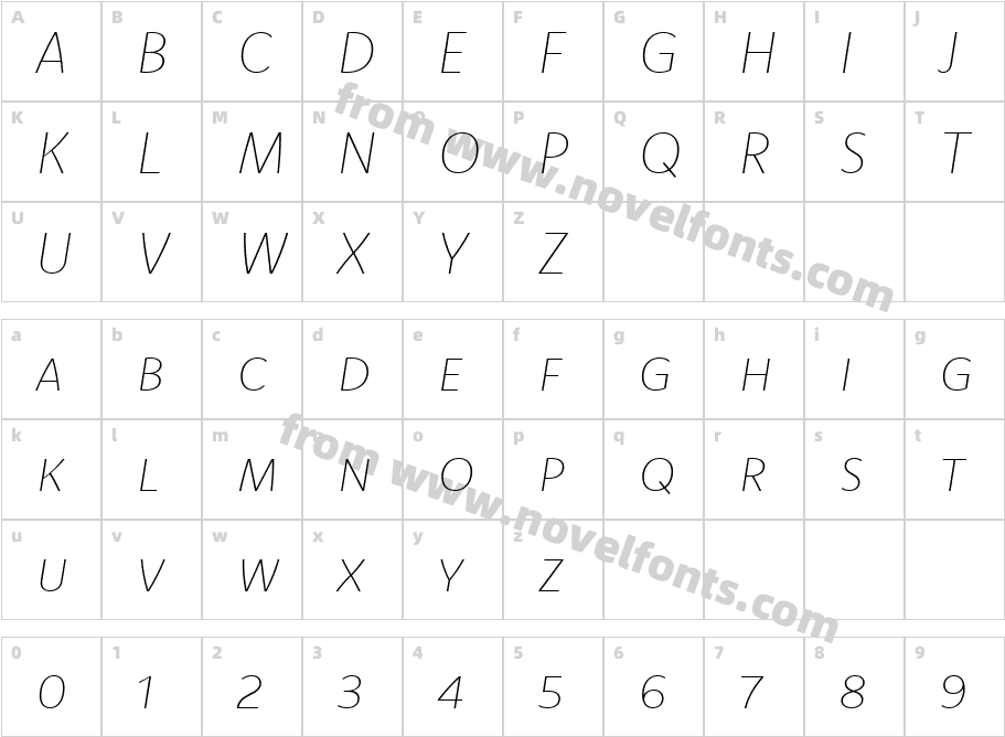 Komet Thin SC ItalicCharacter Map