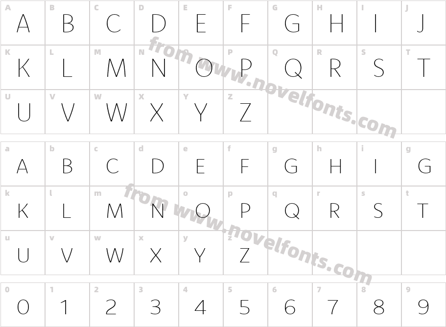 Komet Thin SCCharacter Map