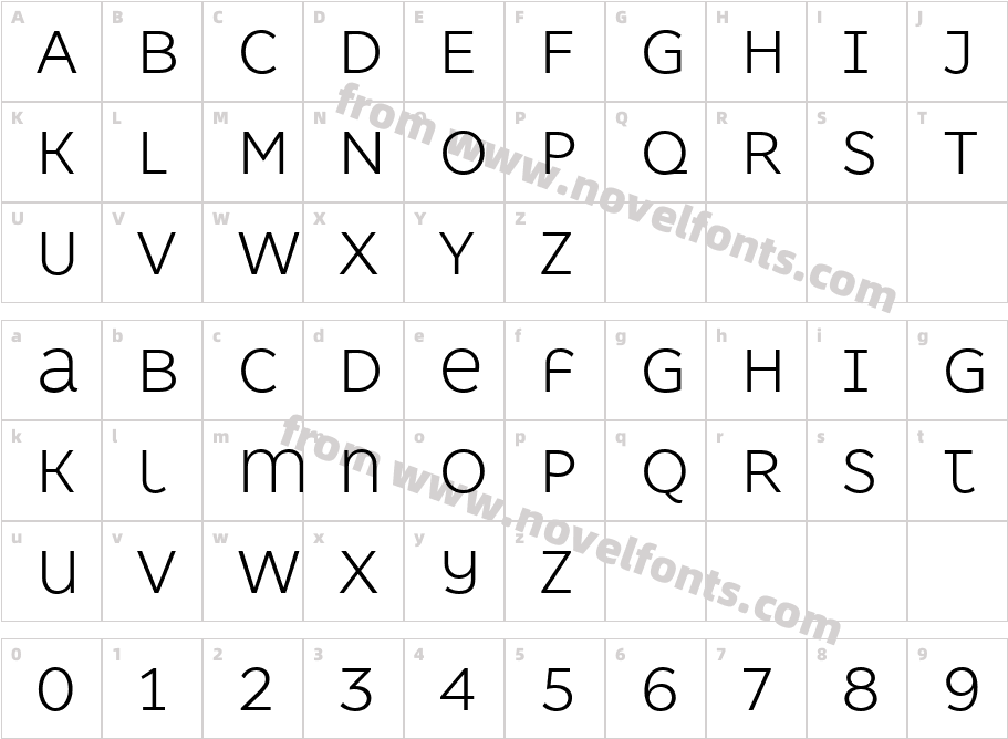 Kometa Unicase LtCharacter Map