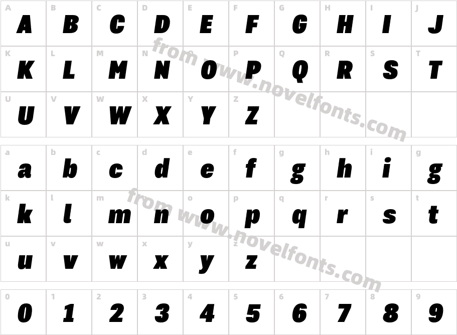 Kommon Grotesk Con Super ItCharacter Map